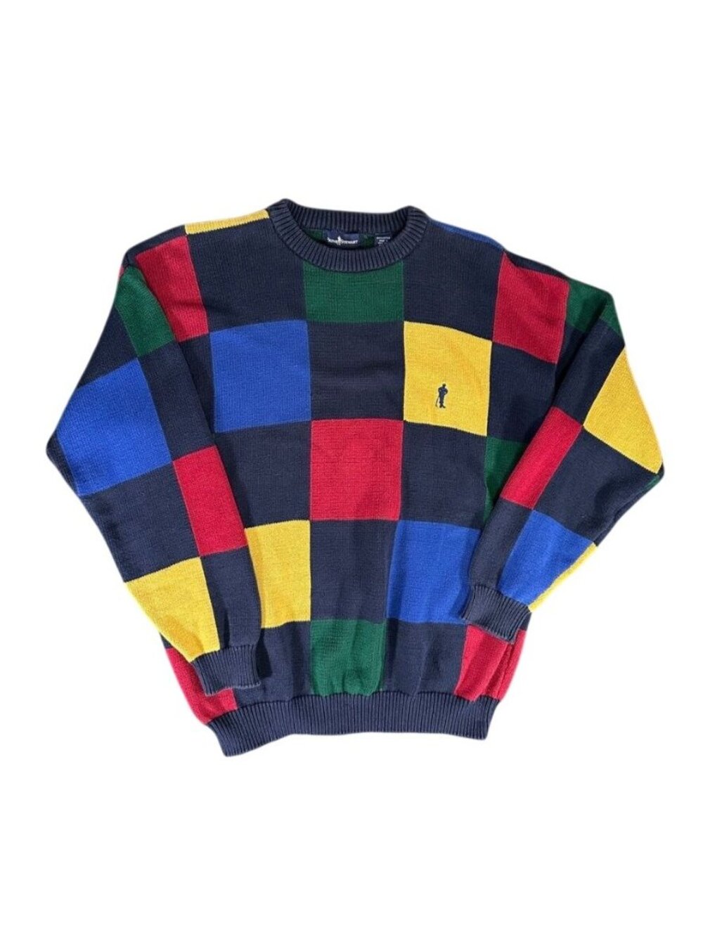 Vintage PAYNE STEWART Color Block Knit Golf Sweater Long Sleeve Cotton Mens XL